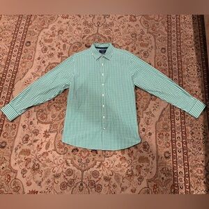 Charles Tyrwhitt Dress Shirt Green and White XL SLIM Fit